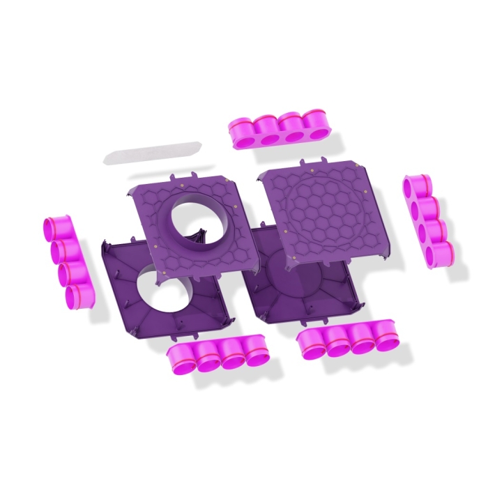 Skrzynka rozdzielcza dwumodułowa przelotowa 200mm, 20x75mm + uszczelki modułowe 2kpl +uszczelki fi 75 20szt + zapinki strong 20szt